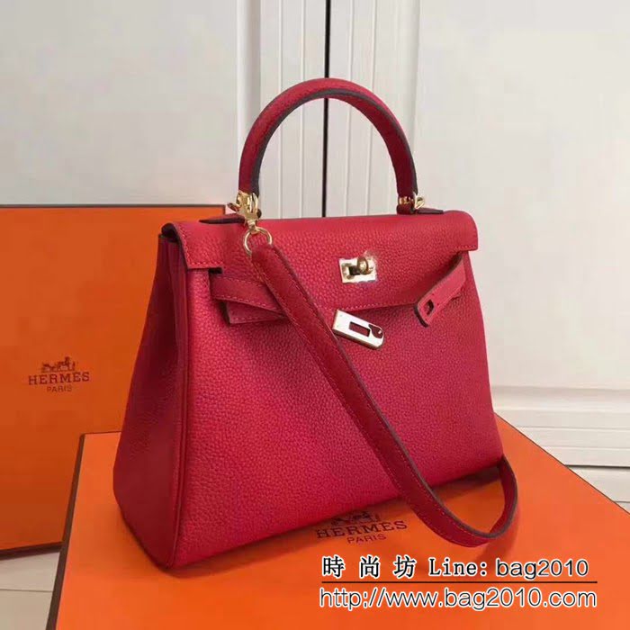 愛馬仕Hermes 荔枝紋頭層牛皮凱莉包 可手提肩背 0AM1659